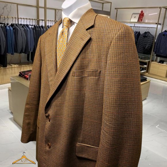 Brooks Brothers Sport Coat - 48L, Wool/Cashmere, Tan Houndstooth Plaid, EUC - Picture 1 of 12